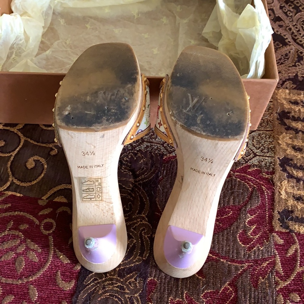 Authentic Louis Vuitton white multicolor mules - Picture 7 of 16